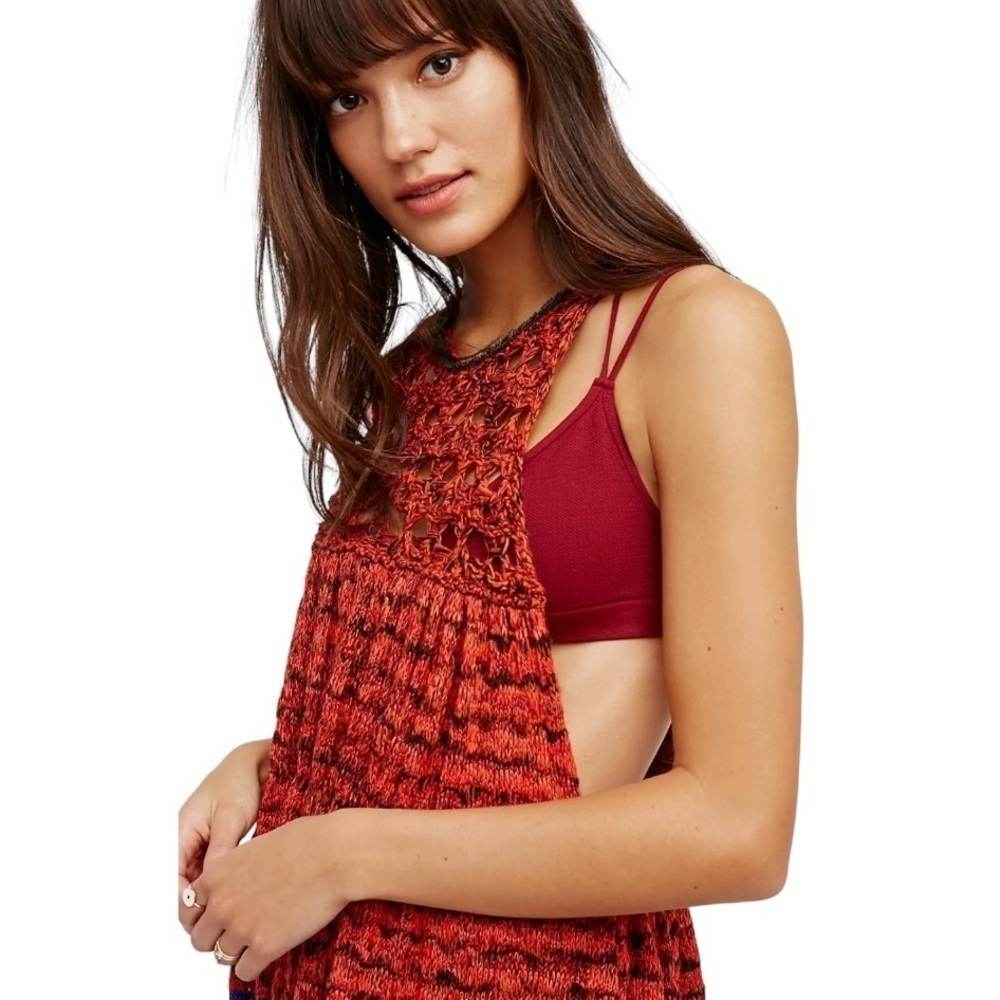 Free People Rare Hearts Tunic Knit Open Sides Multicolor Bohemian Top Womens Med - Picture 5 of 16